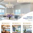 TOCHIC Modern Boho Dining Room Chandelier,Coastal Bedroom Chandeliers with Wood Coconut Shell,Natural White Round Chandelier for Living Room,Entryway,Closet,Beach Kitchen Island Lighting Fixtures,27"W