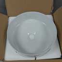 12 Inch Round Bathroom Sink Above Counter, QISHKA Small White Ceramic Vanity Vessel Sink Mini Countertop Bowl Basin for Space-Saving