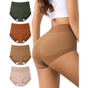 Eiggam Women's High Waisted Underwear Tummy Control panties No Show Silky Stretch Women Briefs Seamless Full Coverage Undies (XL)
