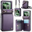 Vinich Crossbody for Motorola Razr Ultra 2025 Wallet Case with RFID Blocking Card Holder, Strap Kickstand Shockproof Flip Phone Cover for Women Men, Purple