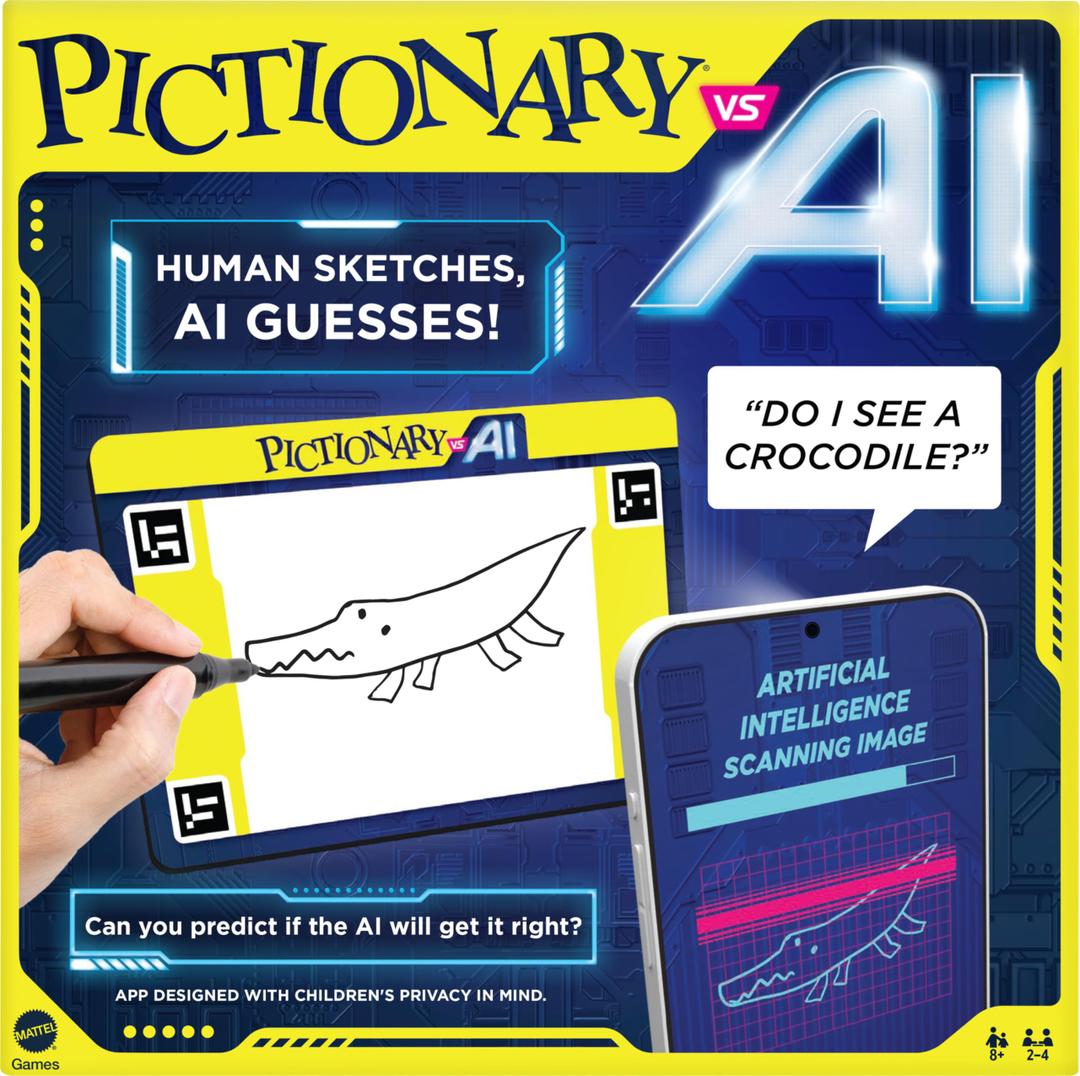 Mattel Games Pictionary vs. AI Family Game for Kids, Adults & Families Using Artificial Intelligence for 2 to 4 Players
