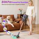 Cordless Vacuum Cleaner, 80Kpa Lightweight Cordless Stick Vacuum, 650W Rechargeable Battery Vacuum with 75min Runtime, LED Display, Stick Vacuum Cleaners for Home Pet Hair Hardfloor Carpet-V2 (Sliver)