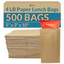 Reli. Brown Paper Bags | 500 Count | Paper Lunch Bags Ideal for Small Lunches and Crafts | Perfect for Sandwiches and Snacks