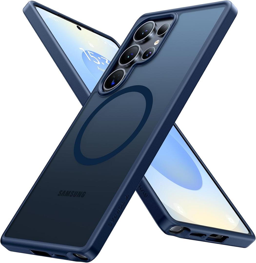 TORRAS Magnetic Shockproof for Samsung Galaxy S25 Ultra Case, Fit for MagSafe, 4X Military Grade Protection, Translucent Slim Case for Samsung S25 Ultra Case Anti-Fingerprint Anti-Scratch, Navy Blue