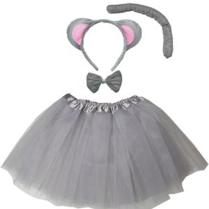 Kirei Sui Kids Girls Child Gray White Mouse Ears Headband & Tutu Costume (One Size)