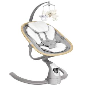 Angelbliss Baby Swing with Cry Detection, Electric Swing - Side-to-Side & 180 Rotation, for Infants & Toddlers (Grey) with 5 Speeds (Gray)