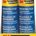 3M Hand Masker Advanced Masking Film, 8 Rolls, 48 in x 180 ft, Static Cling Keeps Film in Place, Prevents Liquids From Bleeding Through, Flake Resistant, For Indoors & Outdoors Use (AMF48-8C)