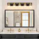 Modern Bathroom Light Fixtures Over Mirror, Vanity Lights for Bathroom Wall Sconces with Clear Glass Shades, E26 Socket (Bulbs Not Included), 5 Light, Black Gold