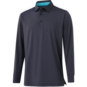 Mens Golf Shirts Long Sleeve Moisture Wicking Collared Work Business Casual Tennis Polo Shirts for Men (Black, M)
