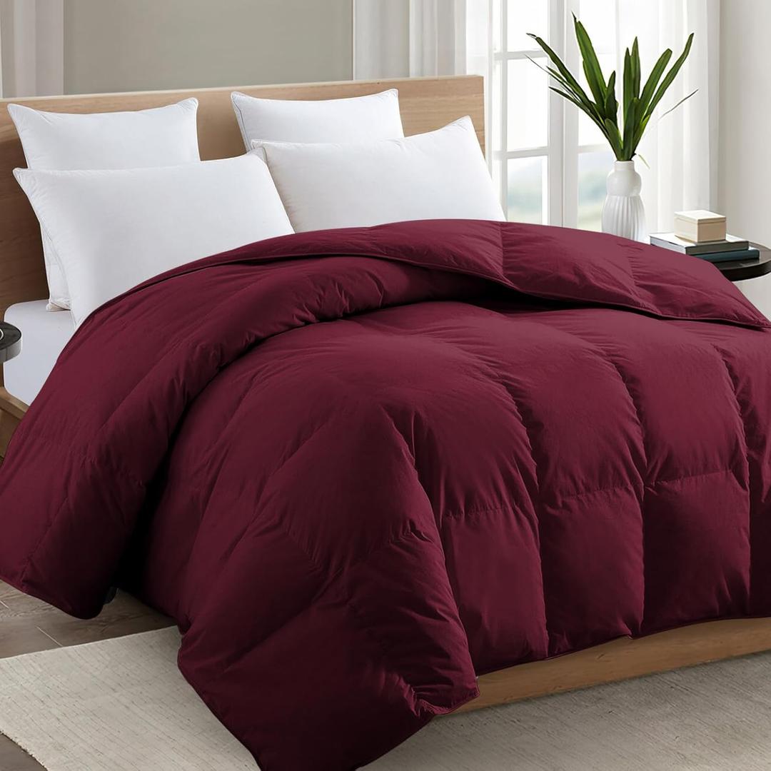 TEXARTIST Premium 2100 Series Queen Comforter All Season Breathable Burgandy Comforter Soft 4D Spiral Fiber Quilted Down Alternative Duvet Insert with Corner Tabs Luxury Hotel Style (88"x88")