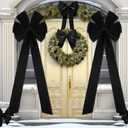 Hungdao Extra Large Christmas Tree Topper Bows 70.9 x 19.7 Inch Giant Oversized Huge Christmas Velvet Decorative Bows with Long Streamers for Tree Front Door Patio Outdoor Decor(Classic,Black)