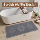 COCOER Waffle Bathroom Runner Rug, Super Absorbent Bath Mat, Machine Washable Non Slip Bath Rug with Tassels, Soft Bathroom Mat for Laundry Room Bedside Hallway, Grey 24" x 48"
