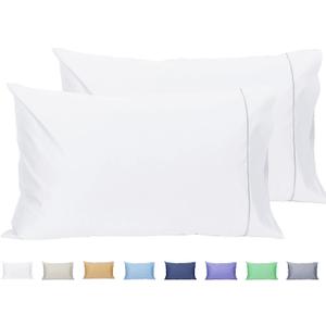 Sunflower Pillow Cases King Set of 2, 100% Cotton King Pillowcases, 2040 inches with Silver Trim, Soft and Breathable, White