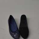 FEVERSOLE Women's Bling Soft Cushioned Comfort Flats Sparkle Party Ballets (7, Glitter Night Blue)
