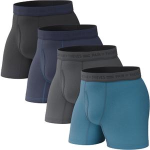 Pair of Thieves Soft Cotton Boxer Briefs for Men Pack (4 & 8 Pack) - Tagless Mens Underwear for All-Day Comfort and Support (Large, Navy)