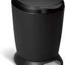 simplehuman 6 Liter / 1.6 Gallon Compact Plastic Round Bathroom Step Trash Can, Black