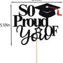 So Proud of You Cake Topper, 2026 Graduation Party Decoration Supplies, Black&Red Glitter Congrats Grad Party Decor