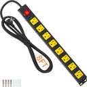 8 Outlet Power Strip 2100J Surge Protector, 8FT Heavy Duty Extension Cord Wide Spaced Outlet and Wall Mount Metal Powerstrip for Home Office Garage Workshop