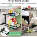 Kitstorack Under Sink Organizer, 2 Tier Under the Sink Storage, Slide out Pull out Cabinet Organizer Shelf, Metal Sliding Drawer for Kitchen Bathroom Pantry Closet Organization Rack, Black, 2 Pack