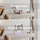 Trifold Makeup Mirror with Lights and Magnification 3X, 5X, 10X, Clear Cosmetic Storage Organizer, 3 Way Lighted Vanity Mirror, 3 Color Changing Dimming Touch Tabletop Mirror