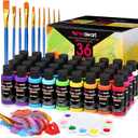 Acrylic Paint Set - 36 Colors 2 oz/59 ml Acrylic Paints for Professional Artists with 10 Brushes , Art Supplies for Painting Canvas Rock Wood Ceramic Glass Art Craft Painting, Rich Pigments Lasting Quality for Beginners, Students & Professional Artist