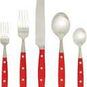 Ginkgo International Lyon Flatware Set, 10x2x4 inches, Red