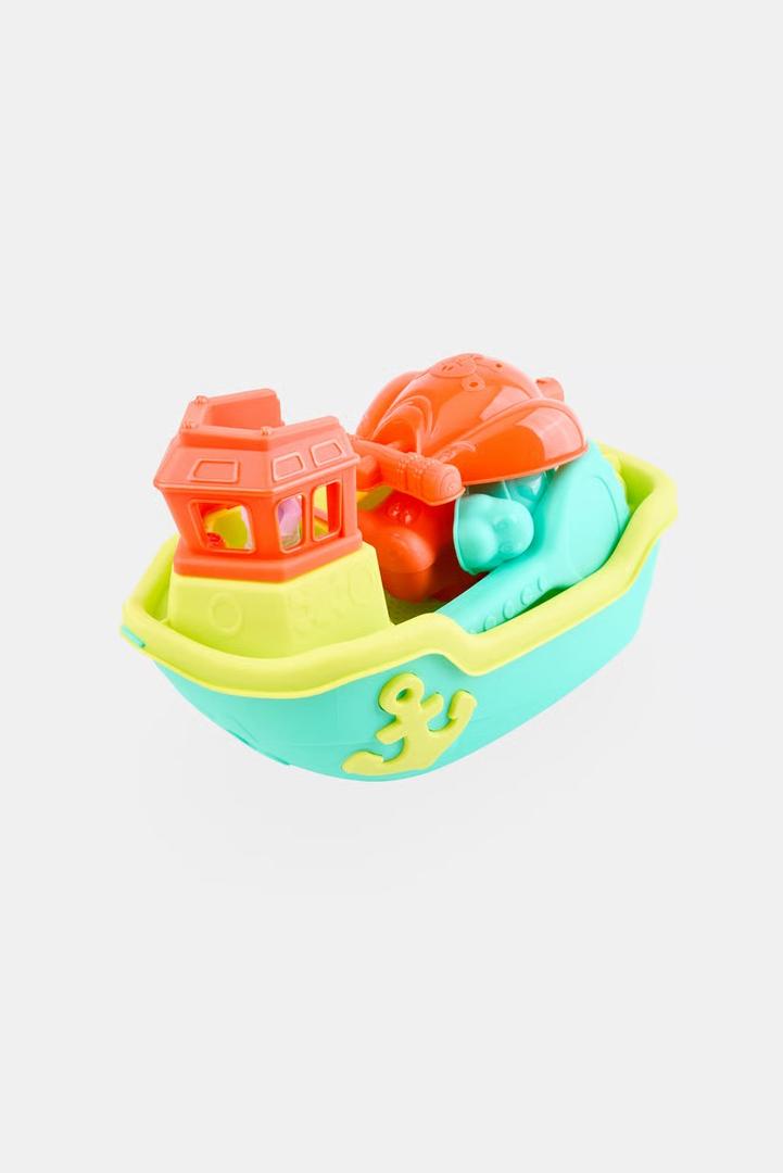Boat Kids Bath Toy Set – 17 Pcs Toddler Pool Toys with Stacking Cups, Toy Ferry Boat, Train, 2 Cars & A Helicopter Addition for Fun Water Play, Toddler Bath Toys for 1 Year Old & Up