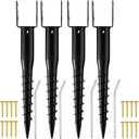 Premium No Dig Ground Anchor Black U-Model Screw in Post Stake 27" Long Anchor Fits Full Sized 4"x4" Posts, Great for Mailbox Posts and Fence Posts, 4-Pack