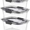 Rubbermaid Brilliance Glass Storage 4.7-Cup Food Containers with Lids Set of 3 Clear