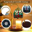 Candle Warmer Lamp  Hummingbird Candle Lamps Timer Dimmer, Tiffany Style Stained Glass Candle Warming Lamp Compatible with Small Jar Candles Gifts for Her, for Mom Wax Melt Warmer for Home Decor