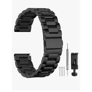 BOSHIYA Quick Release Stainless Steel Watch Strap 18mm, 20mm, 22mm or 24mm Metal Watch Band for Men Women, Fits Samsung Galaxy Watch 6/5/4/3,Garmin Watch,Huawei Watch, Black/Silver