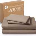 Bare Home 100% Organic Cotton Twin Sheet Set - 400 Thread Count - Smooth Sateen Weave - Breathable & Cooling - Hotel Luxury Set - Deep Pocket Bed Sheets (Twin XL, Taupe)