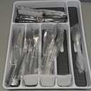 49-Piece Silverware Set with Organizer, Stainless Steel Flatware Utensils Set for 8, Forks and Spoons Silverware Set Cutlery Set with Steak Knives, Dishwasher Safe, Silver