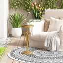 Gold Drink Table, Metal Martini Side Table - 9.9" x21.7'', Gold Small Accent Table with Bow Decoration, Pedestal End Table for Small Spaces
