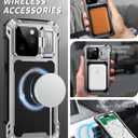 Lanhiem for iPhone 14 Pro Max Metal Case, [Built-in Camera Kickstand & Glass Screen Protector] Protective Heavy Duty Full Body Military Rugged Shockproof Magnetic Cover (Silver)