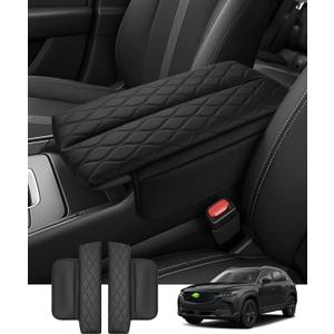 Autorder Center Console Cover for 2023-2025 2026 Mazda CX-50 CX50 Accessories Armrest Cover Leather Armrest Cushion Anti-Scratch Protector with Pockets