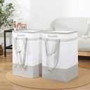 FairyHaus Laundry Basket 100L, 2Pack Laundry Hamper with Easy Carry Handles, Collapsible Laundry Baskets Hampers for Bathroom Clothes Storage Grey