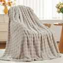 NEWCOSPLAY Throw Blanket for Couch Linen Super Soft Flannel Fleece 3D Bubble Lightweight Bed Blanket All Season Use (Linen, Throw(50"x60"))