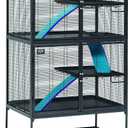 MidWest Homes for Pets Critter Nation Double Unit Small Animal Cage, 4 Tiers, Includes Pan, Shelf, Ramp & Cover, for Rats, Ferrets, Chinchillas, Sugar Gliders (Sliver)