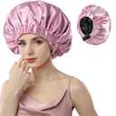 Years Calm Silk Bonnet for Sleeping Women, Double Layer Satin, Ajustable Elasticity Band Hair Satin Bonnet for Sleeping - Sleep Shower Caps (Pink, One Size)