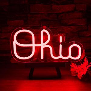 Mutank Ohio Neon Signs for Wall Decor, USB Powered Dimmable Ohio State LED Neon Light, for Home Room Decor Sports Fans Team Wall Decor Club Store Party Man Cave Gifts(12.5 * 6.2 In)