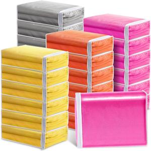 Riakrum 50 Pack Clear Vinyl Zippered Storage Bags 14.5 x 11 x 4 Inch Large Plastic Storage Bags for Home Blankets Bed Sheet Pillow Clothes Sweater