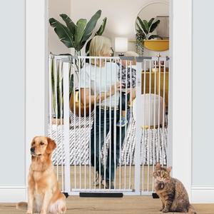 SHYUJAJIE 51 Inch Extra Tall Baby Gate Auto Close Cat Gate Adjustable 29.92"-43" Wide Pressure Mounted Pet Gate for Doorways,Stairs, House (White, 51.18 inch)