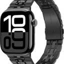 Tasikar Band Compatible with Apple Watch Band 49mm 46mm(Series 11/10) 45mm 44mm 42mm Men Women Strap Stainless Steel Metal Bracelet Compatible with iWatch SE Series 11 10 9 8 7 6 5 4 3, Black