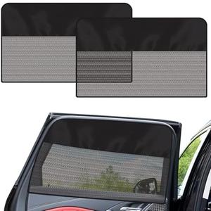 Rear Window Sun Shade, 2 PCS Magnetic Double Layer Car Side Window Sun Shades for Baby, Half Blackout & Half See-Through Back Window Covers for Sun & Privacy Protection,Car Window Accessories