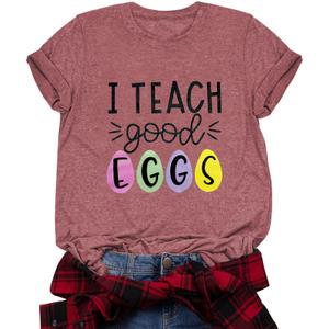 2026 Happy Easter Teacher Shirts for Women Leopard Funny Bunny Graphic Shirt Easter Tee Tops
