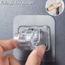 Curtain Rod Bracket No Drilling 16pcs, Self Adhesive Nail Free Curtain Rod Wall Brackets Hooks, Adjustable Drapery Towel Holder Fixing Hook for Home Bathroom Kitchen and Hotel Use (Transparent)