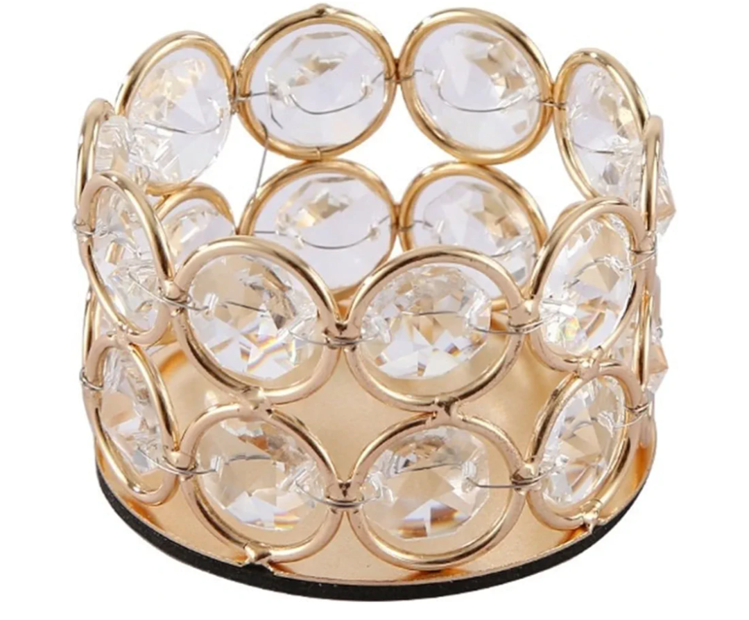 Pack of 20 Gold Crystal Tea Lamp Candlesticks Bowl Tealight Candle Holders Decoration Jewelry Votive Candles Table Centerpieces, Diwali Decorations for Home(20pcs, Gold)