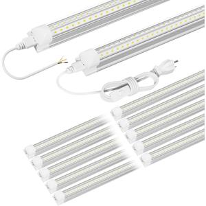 5ft LED Shop Light Fixture, Linkable 6500K Daylight White Tube Light, High Output, Double Sided V Shape T8 Integrated 5 Foot Led Bulbs for Garage,Warehouse,Clear Lens 10-Pack