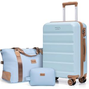 Luggage Sets 3 Piece,Suitcases with Wheels,Carry On Luggage Set,ABS Hard Case Luggage with TSA Lock Spinner Wheels(3 Piece Sets,Blue(20"/DB/TB)), 3PCS